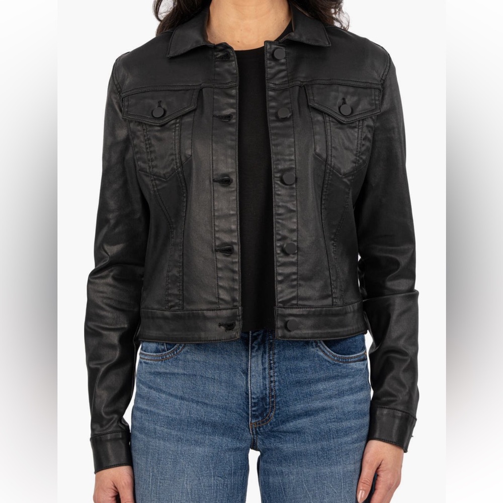 Kut from the Kloth Julia Coated Crop Denim Jacket